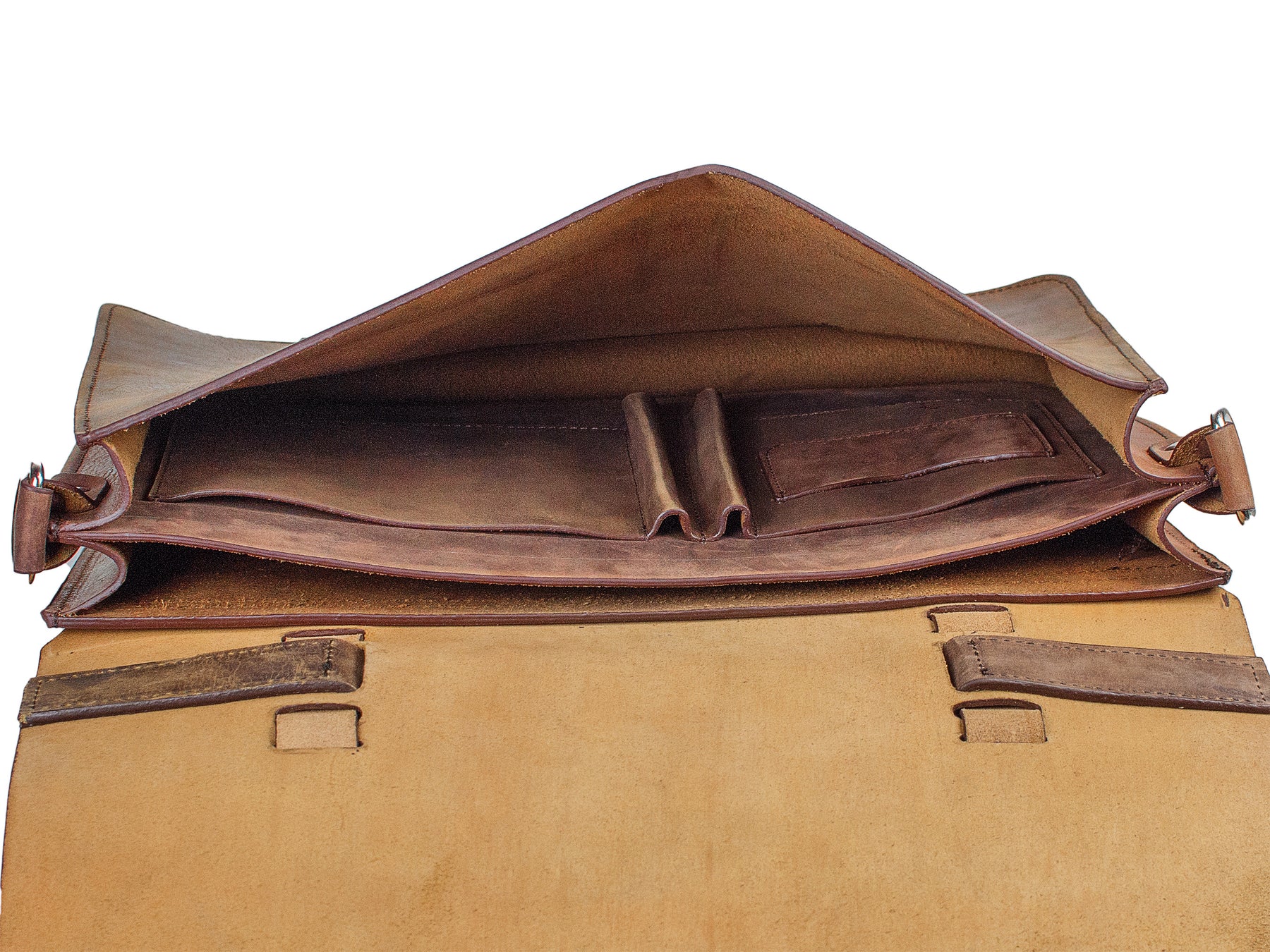 Ultra High Quality 4mm Leather Luxury Classic Messenger Bag in English Tan- Two Compartments For Laptop ipad Office