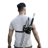 Dual Leather Back Sword Shoulder Frog - Adjustable Sheath Holster