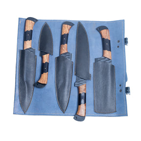 Damascus Full Tang Knife Set, Carbon Steel Chef set Gift for Wife, Mom, Dad, Grandma, Sister