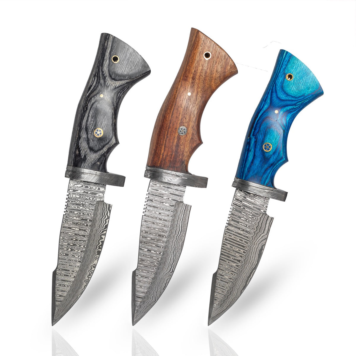 3Pcs Custom Handmade Damascus Steel Hunting knife - Hand Forged Camping Knife - Gift For Him