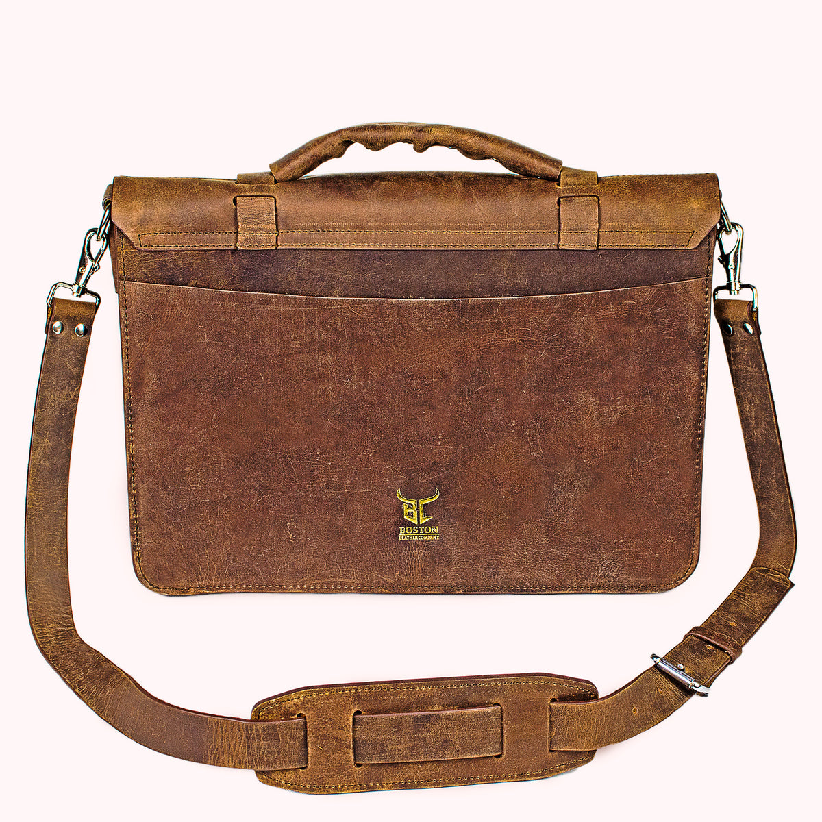 Ultra High Quality 4mm Leather Luxury Classic Messenger Bag in English Tan- Two Compartments For Laptop ipad Office